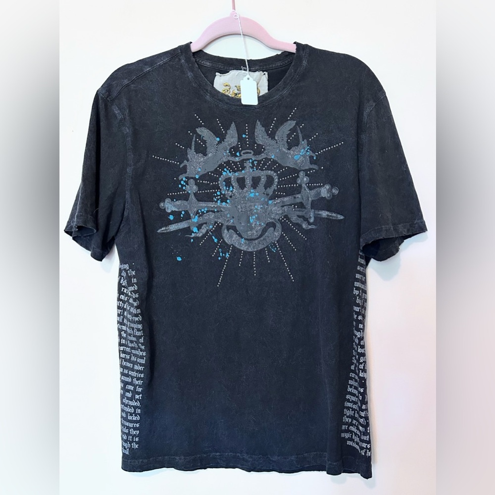 Edgy Black Tee with Blue Graphic